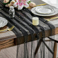 Artoid Mode Pearl Black Gauze Table Runner 59x120 Inch , Seasonal Sheer Kitchen Dining Holiday Wedding Birthday Baby Shower Table Decor for Home Party