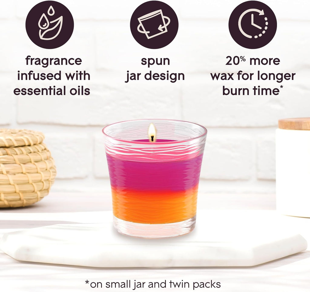 Glade 1-Wick 2in1 Scented Candle Jar, Hawaiian Breeze & Vanilla Passion Fruit, Air Freshener Infused with Essential Oils, 4.08 Oz, 2 Count