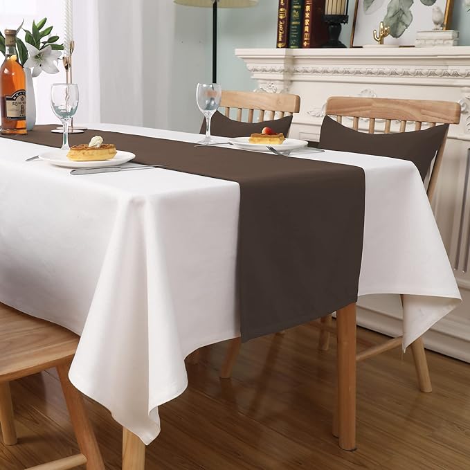 Rustic Brown Table Runner Solid Color Soft Thick Polyester Decorative Cloth Handcrafted for Wedding Party Birthday Graduations Hotel Restaurant Banquet Catering Services Event 14x72 inch