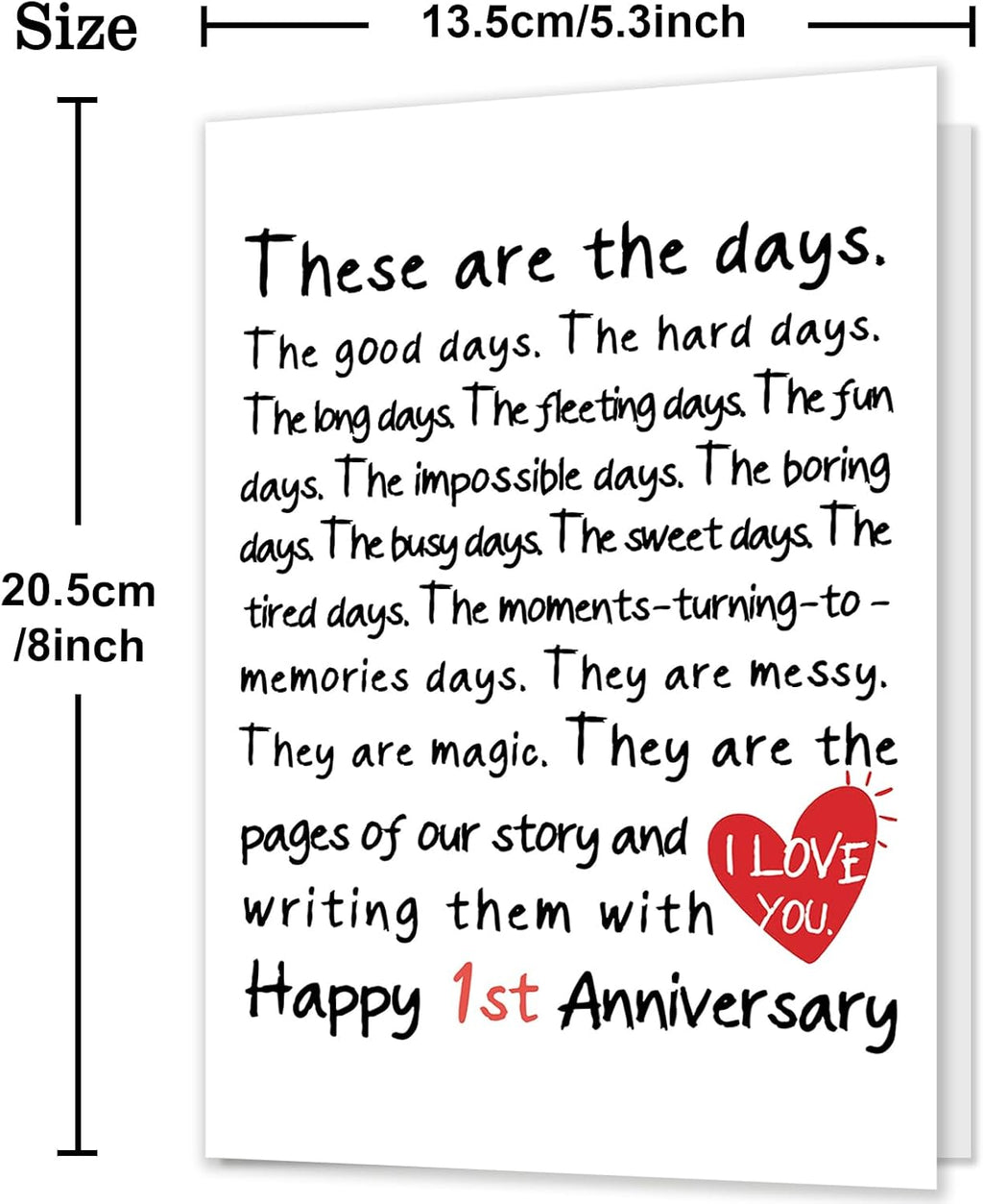 1 Year Anniversary Card Gifts for Boyfriend Girlfriend, 1st Anniversary Card Gift for Husband Wife, One Year Anniversary Cards Gifts for Men Women Him Her, First Wedding Anniversary Cards Gift Ideas