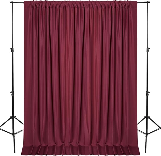 DWCN 10x10 FT Burgundy Backdrop Curtains for Parties, Photography Backdrop Drapes with Rod Pockets for Wedding Decorations Stage Birthday Family Gatherings, 2 Panels 5ft x 10ft