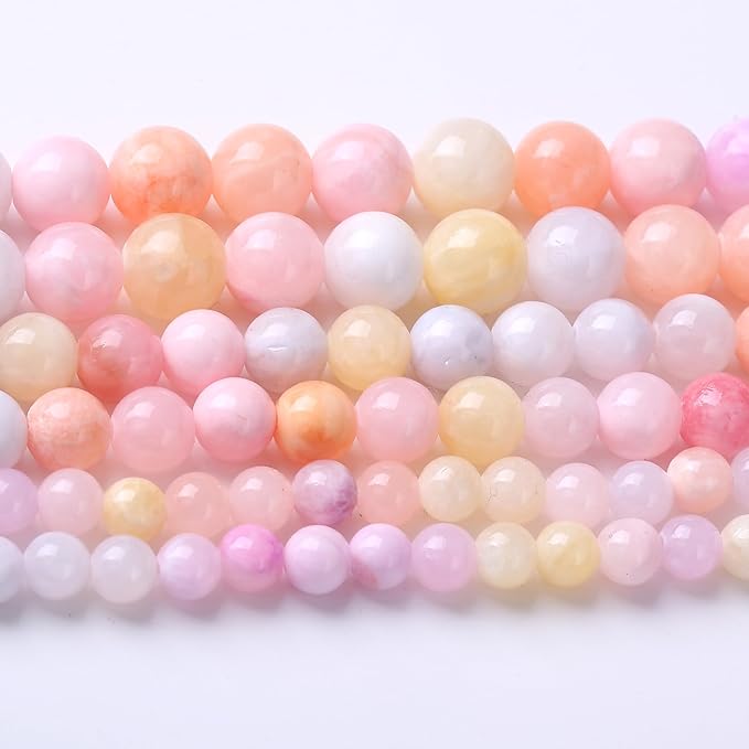 Colorful Rice Topaz Stone Beads Gemstone Round Crystal Energy Jade Beads Stone Beads for Jewelry Making DIY Bracelet Necklace Jewelry Making 1 Strand 15.5inch 4MM