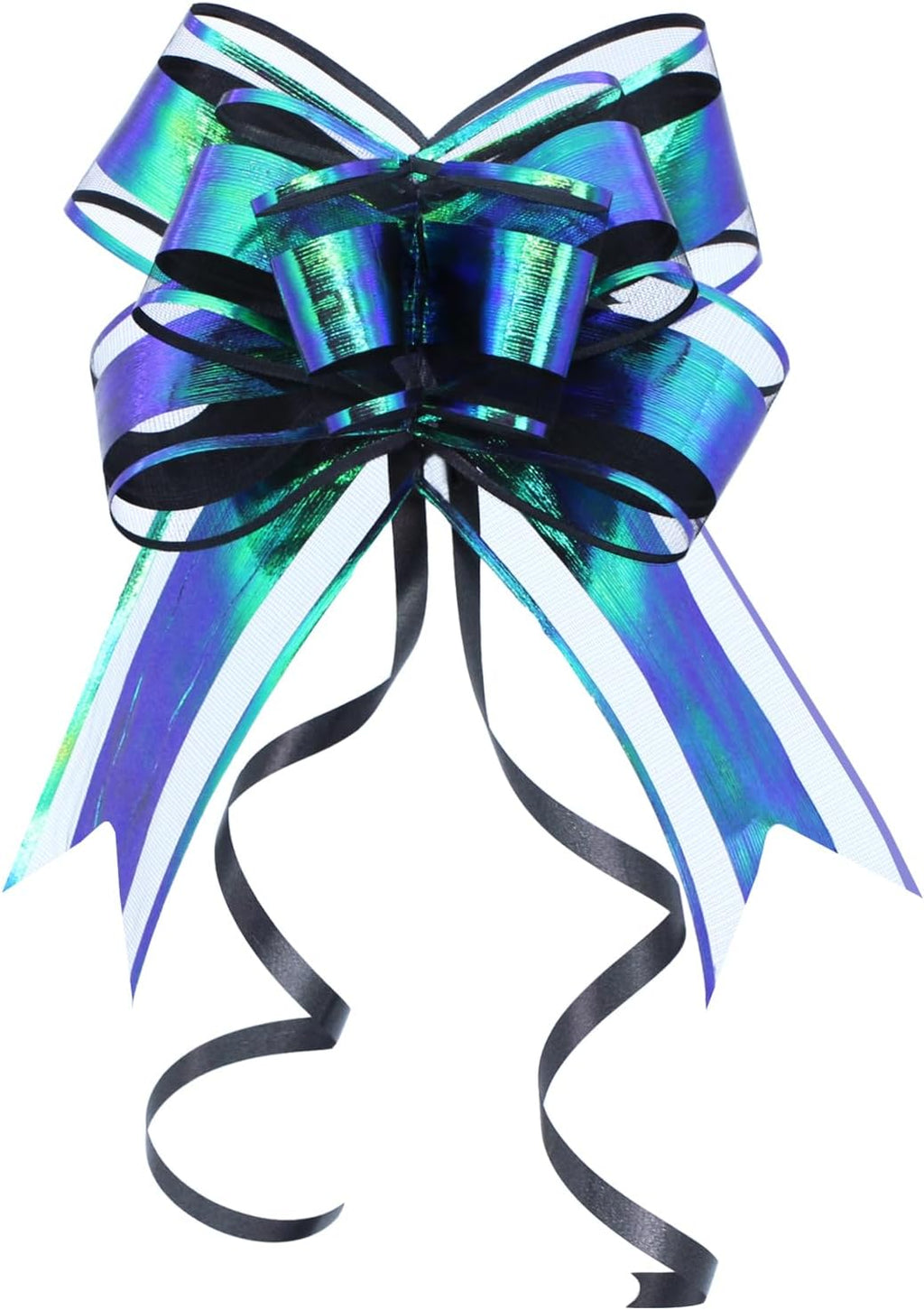 WEWILUCK Large Black Gift Bows - Perfect Iridescent Bows for Gift Boxes Wrapping, Pull Bows for Man, Corporate, Birthdays, Halloween, Holiday Present Decoration(6 inches, 10 PCS)