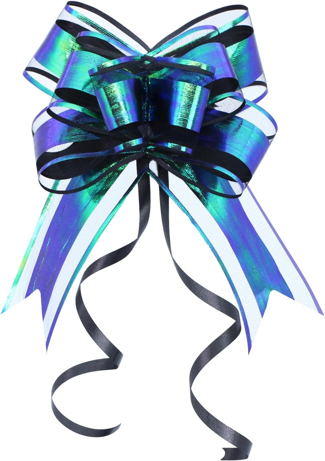 WEWILUCK Large Black Gift Bows - Perfect Iridescent Bows for Gift Boxes Wrapping, Pull Bows for Man, Corporate, Birthdays, Halloween, Holiday Present Decoration(6 inches, 10 PCS)