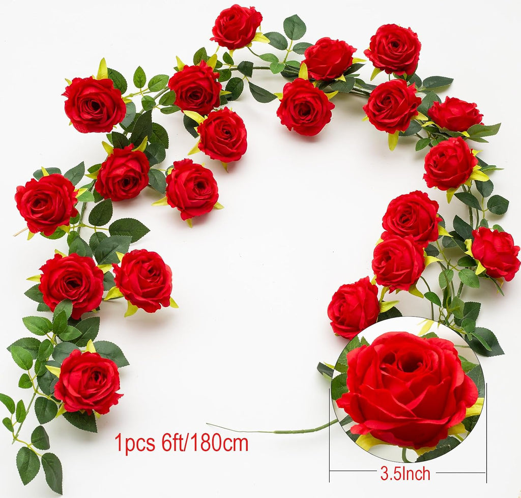 12ft bendable flower garland faux rose vine for showing dimensions
