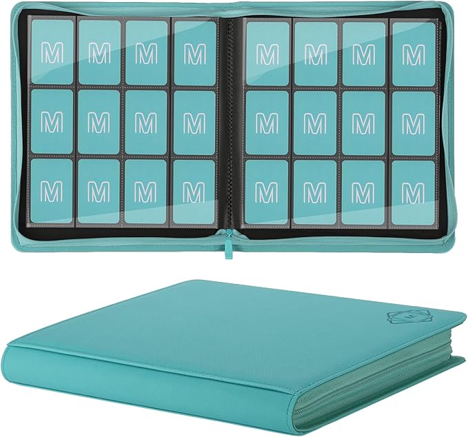 Premium Card Binder 12 Pocket for 720 Pockets Trading Card Binder, PU Zipper Card Collection Album, Sturdy Side-Loading Card Book Holder for MTG, TCG, Game Cards, Sports Cards
