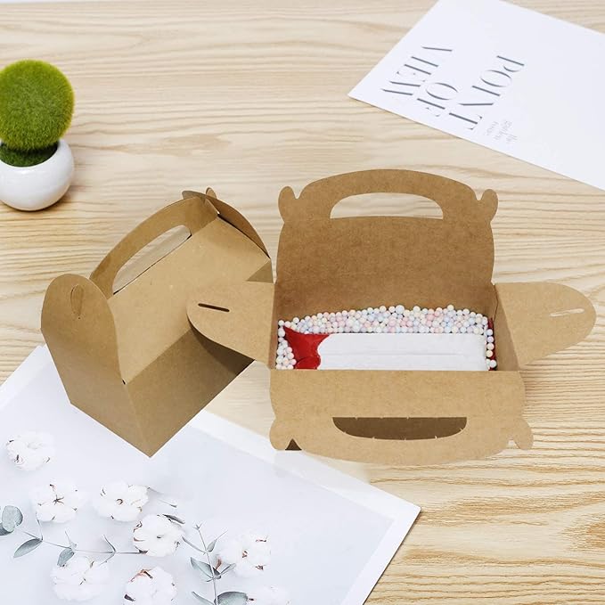 Xxcxpark 24 PCS Brown Kraft Gift Boxes 6.25x3.5x3.5, Decorative Party Favor Gift Packaging Box with Lid for DIY Crafting, Cube, Cupcake, Kraft Present Boxes for Birthday, Wedding, Anniversary