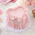 Remerry 6 Inch Pink Bow Fake Cake Coquettish Birthday Fake Cake Decor Wedding Dessert Props Reusable Artificial Heart Dessert for Props Women Birthday Gift Anniversary Party Decor