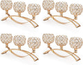4Set Gold Crystal Candle Holders Decorative Candelabra for Wedding Centerpiece,Metal 3 Arms Candlesticks Holder Stand for Dining Table Living Room Home Decor, Party, Anniversary,Halloween,Christmas