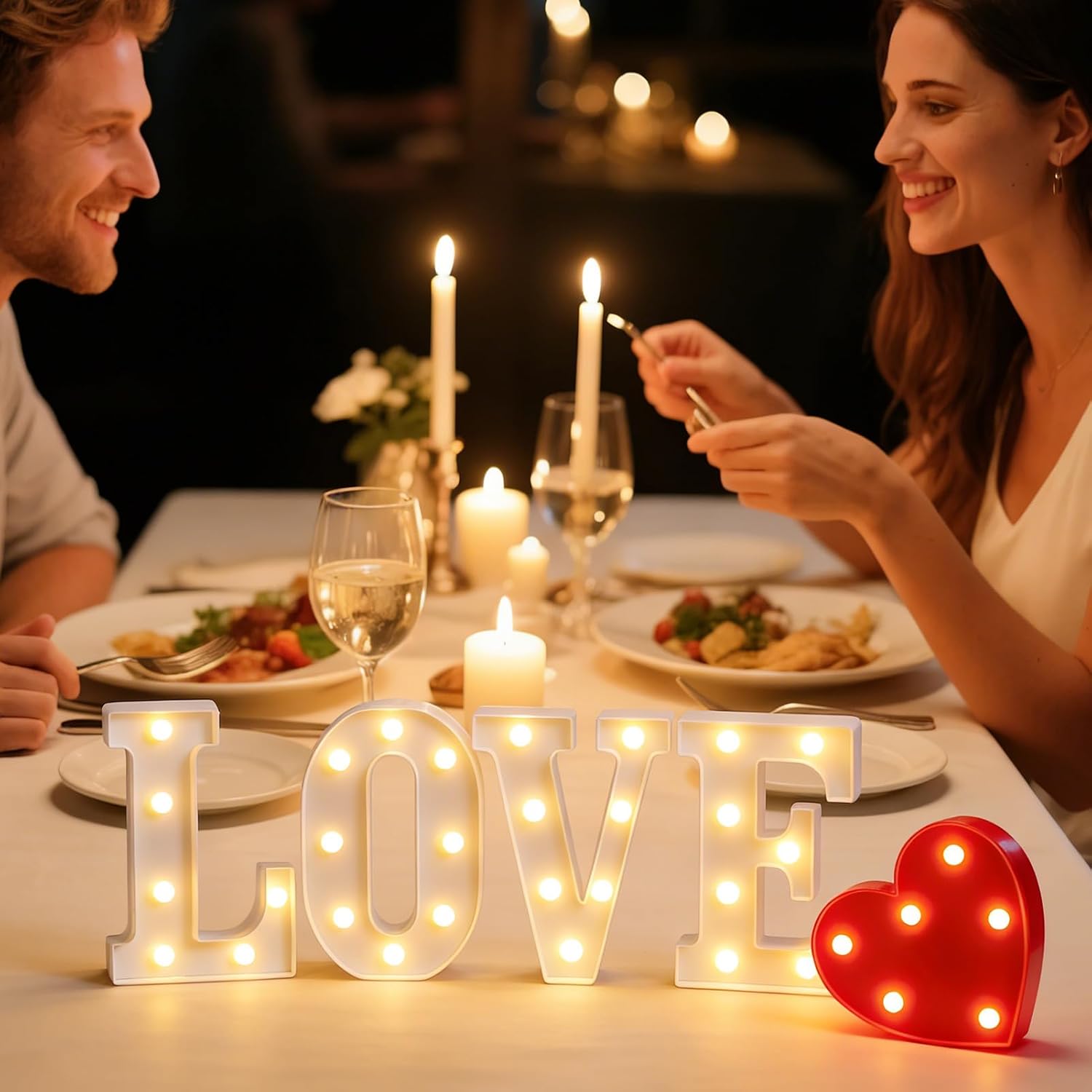 DyingSwan Small Led Marquee Letters, Light Up Letters, 8.58 Inch Led Letter Lights, Battery Powered Lighted Sign for Table, Party, Birthday, Christmas Decor (Letter E)