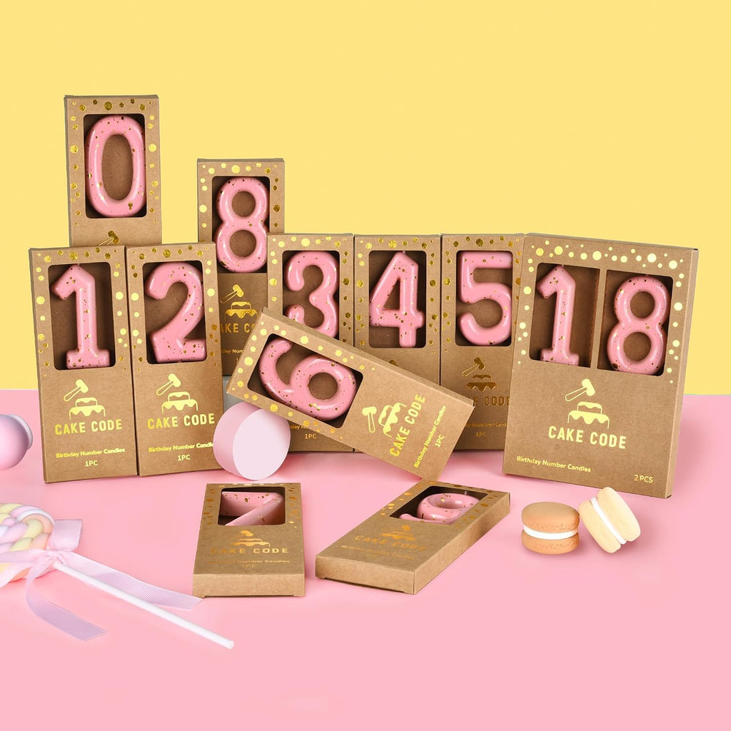 2.76 Inch Classical Pink Gold 16 Number Birthday Candles, Gold Number Candles, Cake Number Candles, Party Celebration