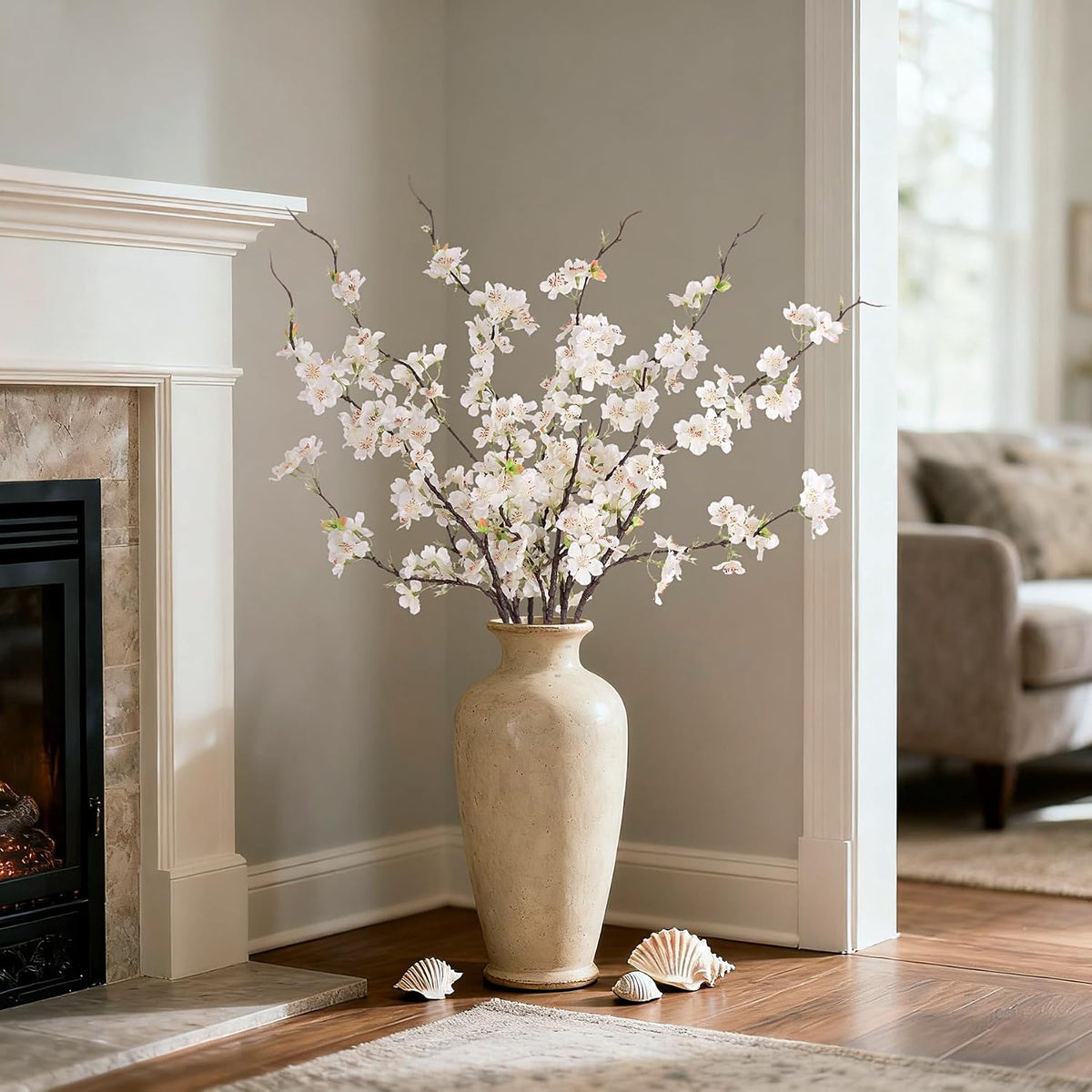 inxugao artificial cherry blossom branches decor 6 pcs showing dimensions