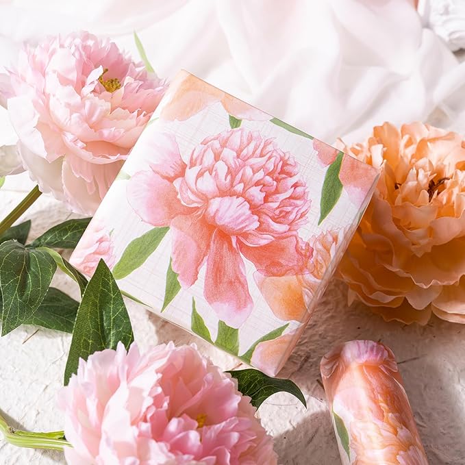 WRAPAHOLIC Floral Wrapping Paper Roll - Mini Roll - 17 Inch x 9.8 Feet - Peach Flower Wrapping Paper, Perfect for Girls Women Birthday, Wedding, Bridal Shower
