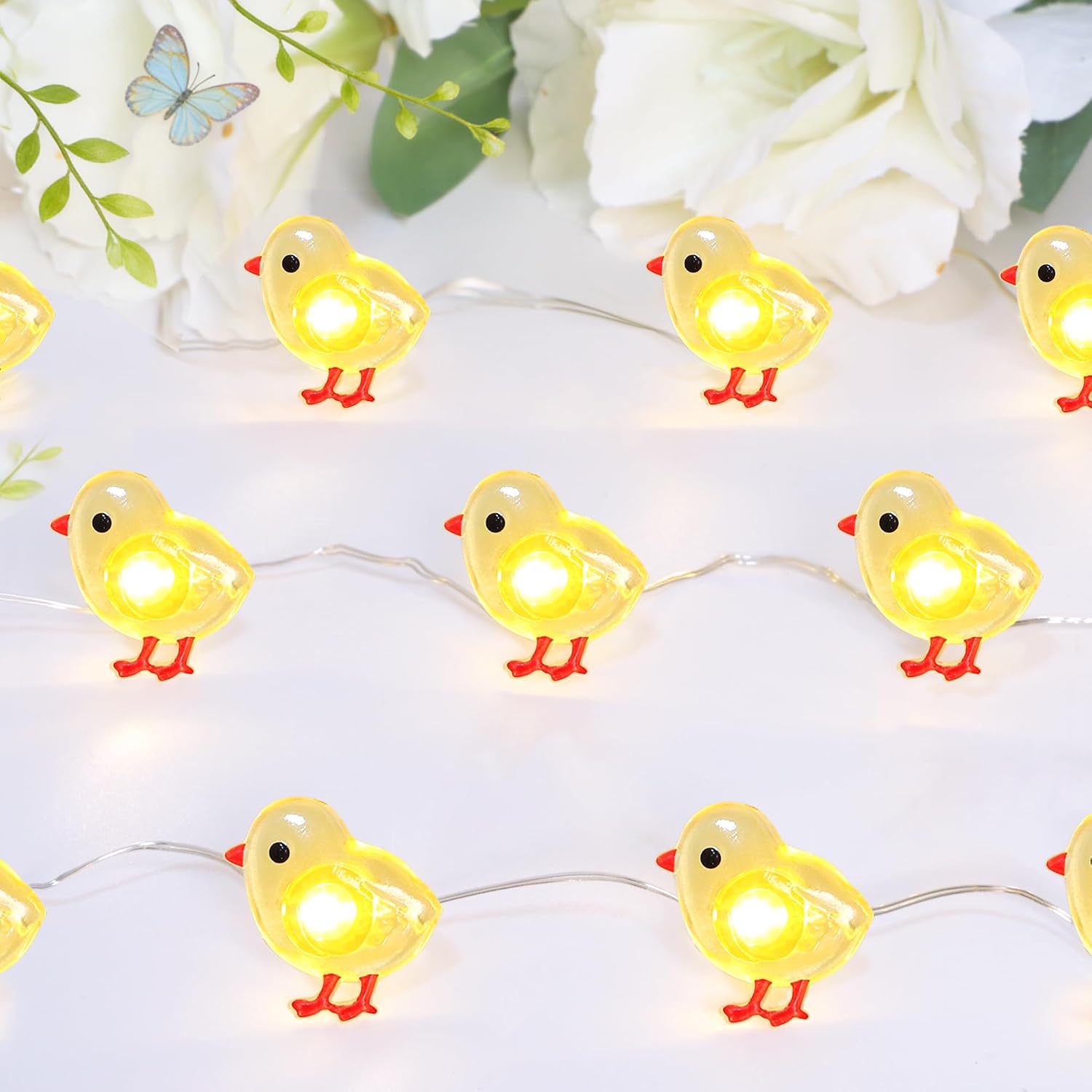 Impress Life Chicken String Lights, 10ft 30 LED Cute Fairy Lights Battery Operated & USB Powered, Remote & Timer Indoor Outdoor Decor Lights for Home Garden Bedroom