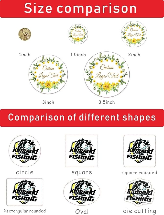 Custom Stickers for Weddings, Birthdays & Businesses - Personalized Labels with Your Logo - Waterproof, Fade and Heat Resistant - Pack of 100-1000 (Wreath P, 1.5 Inch)