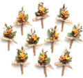 Ling's Moment Boutonniere for Men, 10pcs Groomsmen Guest Boutonniere, Artificial Flowers for Wedding Décor/Prom/Homecoming,etc.Burnt Orange Terracotta