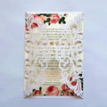 25PCS Pearl White Laser Cut Wedding Invitations Cards with Envelopes,Blank Inner Sheets,Ribbons for Wedding Bridal Shower Quinceañera Engagement Birthday Invites (B001)