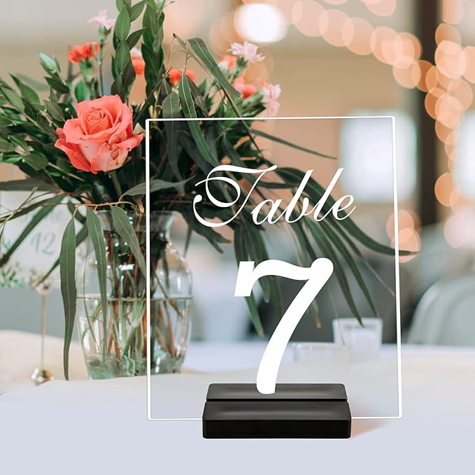 Acrylic Sign Stand Card Holder, 10 PCS Place Sign Holders with Card Slot, Stands for Acrylic Signs, Table Numbers Display Stands for Meeting/Menu/Table Numbers (Black)