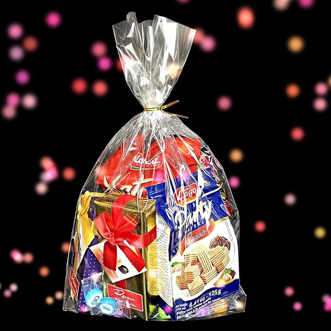 PigPotParty 12"x 16", 100Pcs Bottom Gusset Bags, Clear Plastic Cellophane Mug Treat Goodie Gift Bags with 100x Twist Ties, Large Party Favor Packaging, Toy Wrapping (No Side Gusset)