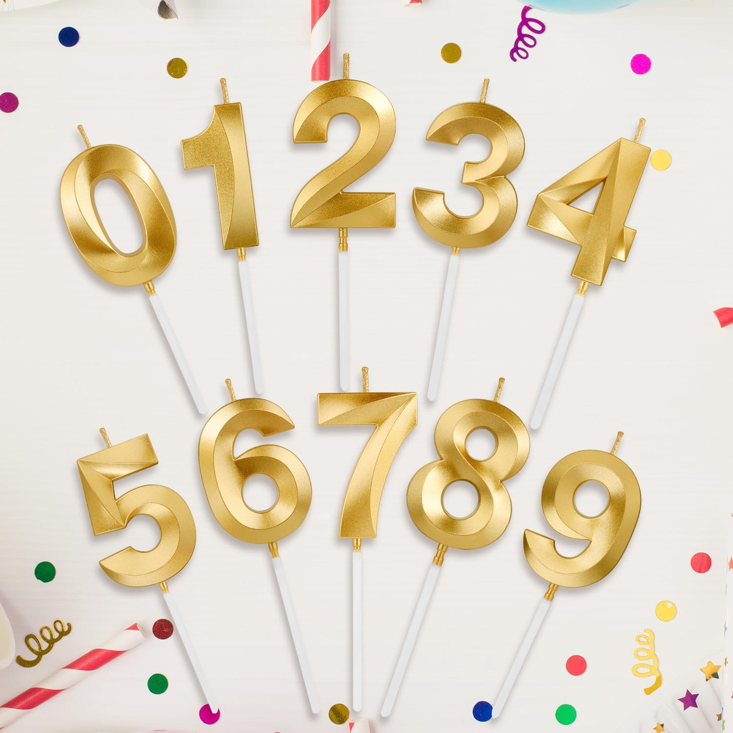 Birthday Candles, 1.96 Inch Number 28 Happy Birthday Candles, Number Candles Decoration for Birthday Party and Anniversary Celebration(Champagne Gold)