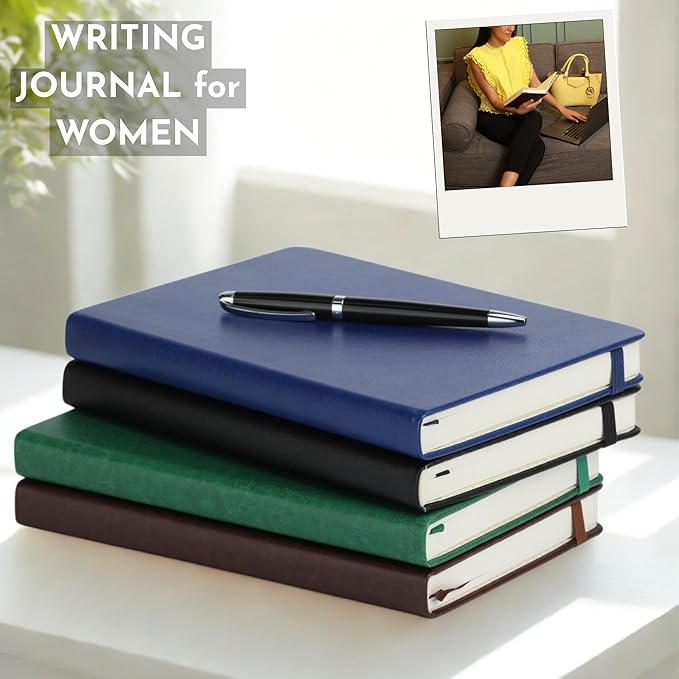 SETTINI Journal Notebook for Writing, Vegan Leather Hardcover Notebook - Pen loop, Back Pockets & Lay-Flat design, 120 GSM A5 College ruled Bleed free Paper, Gift Set for Men and Women, Saphire Blue - Birthday Gift