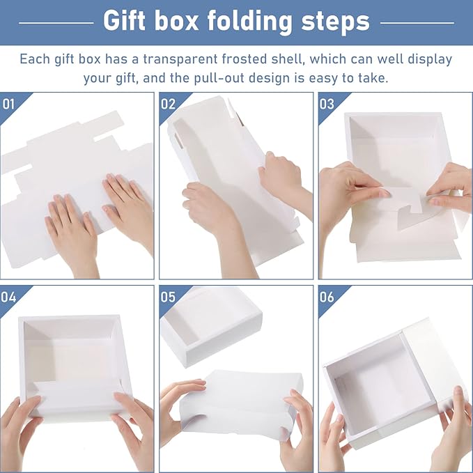 Roowest 50 Sets Kraft Soap Boxes Rectangle Packaging Box with Window Homemade Gift Box with Blank Tags and Jute String for Jewelry Candy Wrapping Party Favor(6.5 x 6.5 x 2 Inch,White)