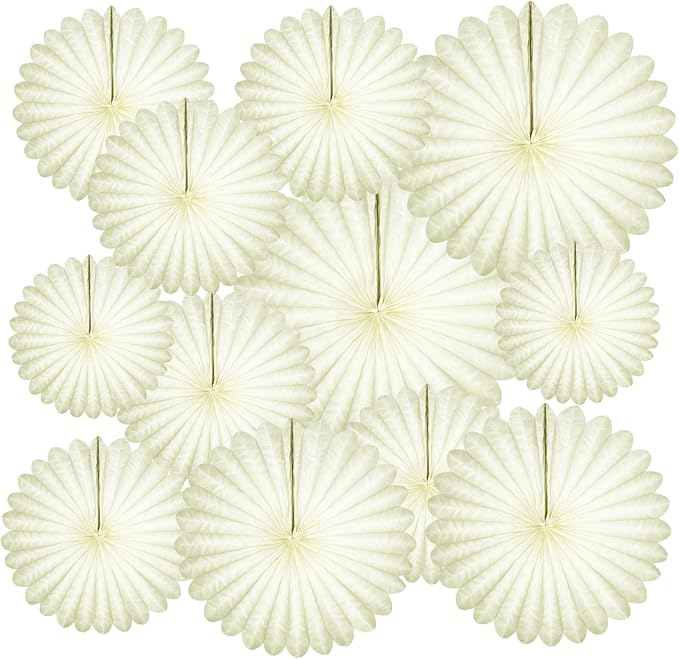 20 Pcs Cream White Hanging Paper Fan, Hanging Honeycomb Round Paper Fans for Weddings, Birthdays, Christmas, Baby Showers, Classroom, Events Ceiling Party Supplies Decorations