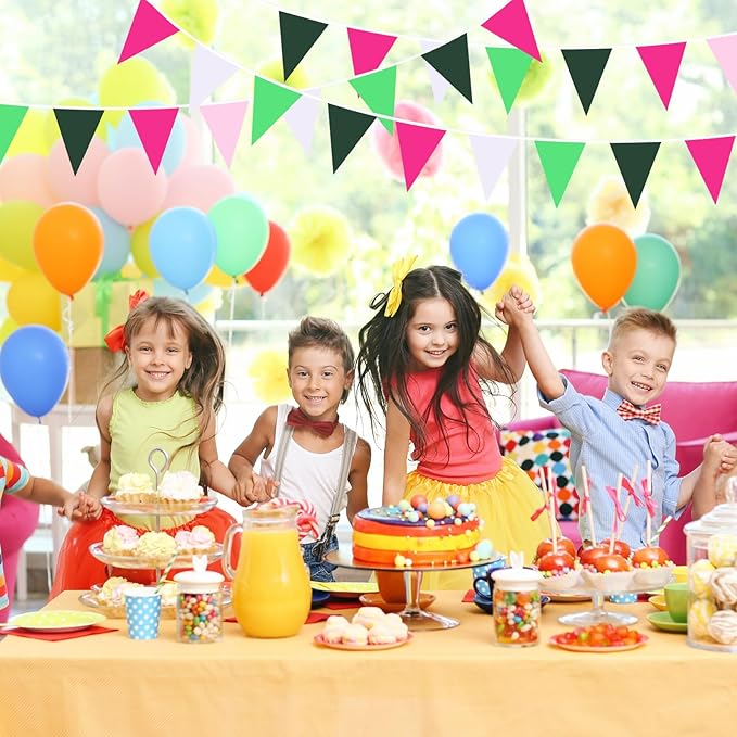 Pink White and Green Pennant Banner Garland Bunting Decorations for Wedding Home Outdoor Garden Hanging Festivals Birthday 33Feet 30 Flags