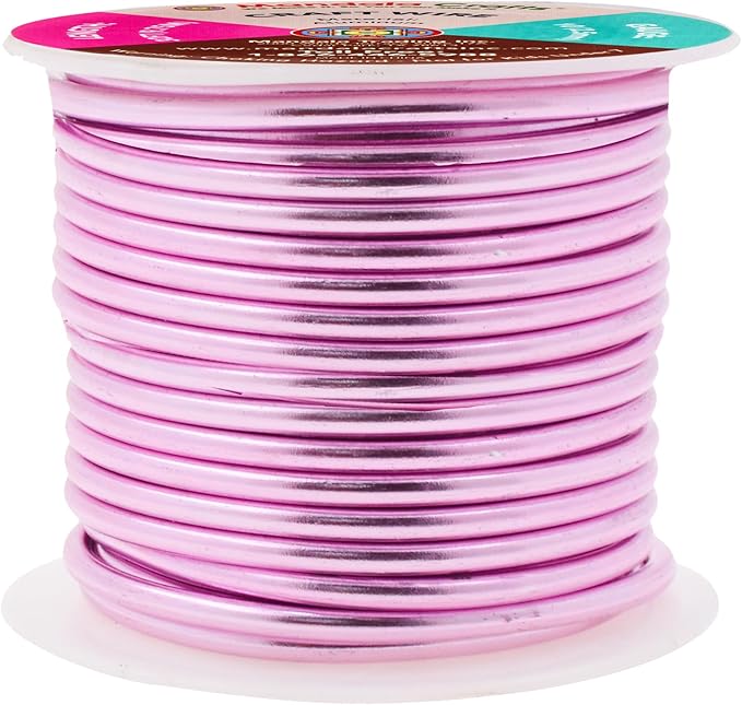 Mandala Crafts 10 Gauge Anodized Aluminum Craft Wire for Jewelry Making - 32 FT Colored Flexible Pink Wire - Bendable for Bonsai Armature Crafting Sculpting