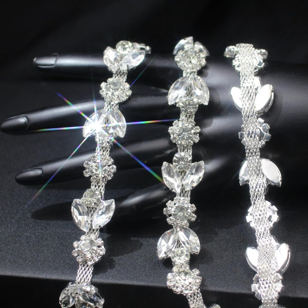 3 yard rhinestone trim chain silver string crystal, package contents