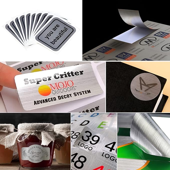 Custom Logo Stickers for Business, Personalised Logo Labels, Waterproof, Perfect for Branding & Packaging (Brushed Silver)