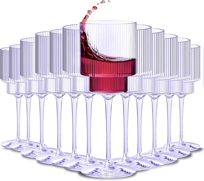 Plastic Goblets Wine Glasses - 12Oz Acrylic Wine Glasses Origami Unbreakable Clear Plastic Cocktail Glasses Recyclable Shatterproof Reusable Wine Cups for Parties & Weddings (Purple 1)