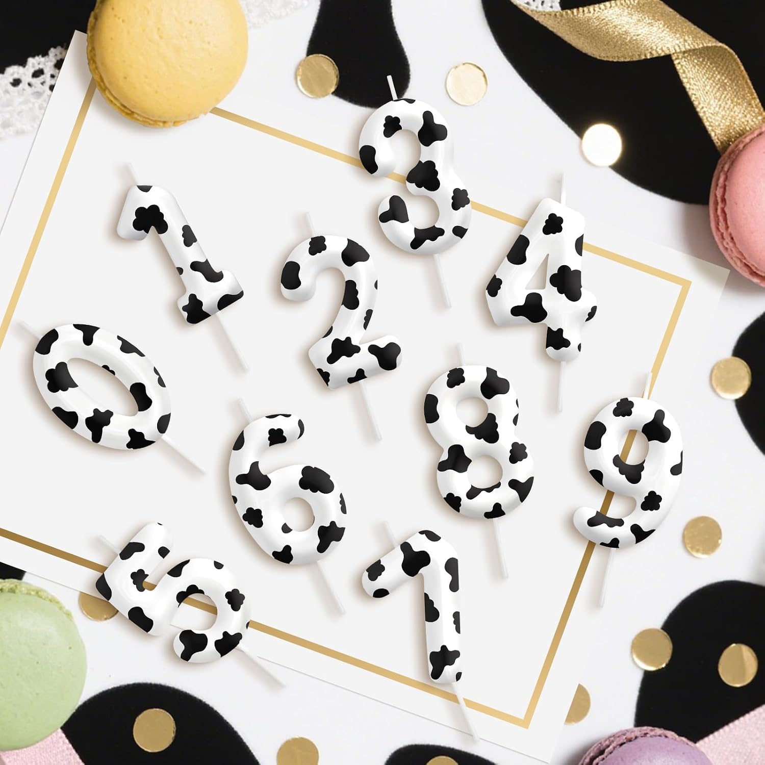 Cow Birthday Candles, 2.4 inch Cake Topper Decor, Number 1 Candles Birthday Decorations, Anniversary Party Cake Decorations Party Supplies