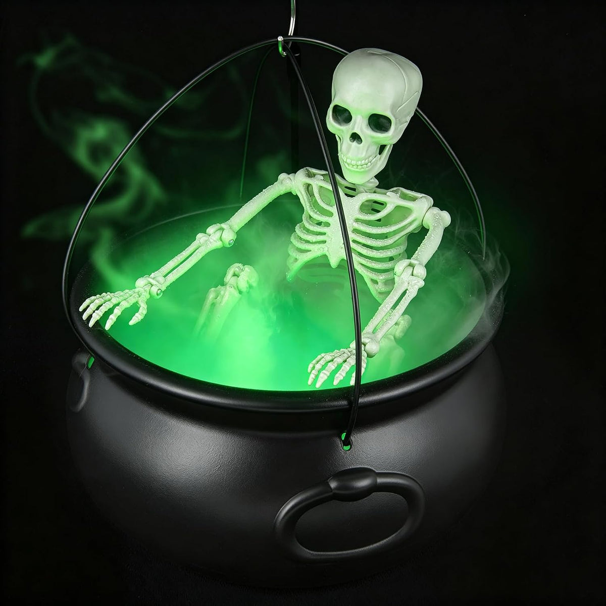 halloween decorations outdoor witch cauldron tripod with fog, main product view