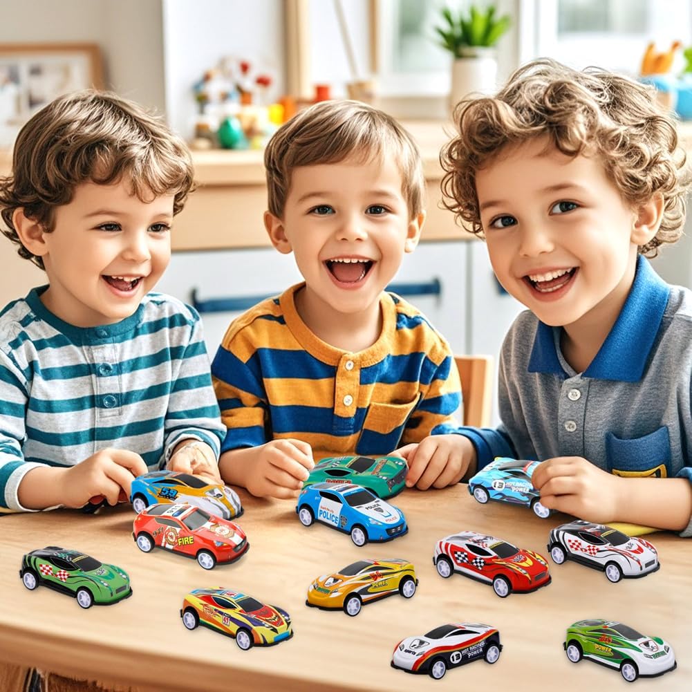 Siwarm 28 pcs Pull Back Cars Toys for Kids, Party Favors Treasure Box for Classroom Prizes Mini Vehicles Race Cars Toys Bulk Xmas Gifts Pinata Goodie Bag Stocking Stuffers for Boys Girls Toddlers