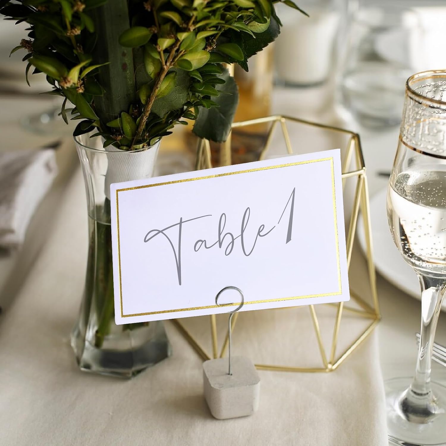 120 Pcs Place Cards for Table Setting - Folded Name Cards 2 x 3.5 Inch | Placecards with Gold Foil Border - Easy to Write Without Bleeding or Smearing - for Dinner Party, Weddings, Events