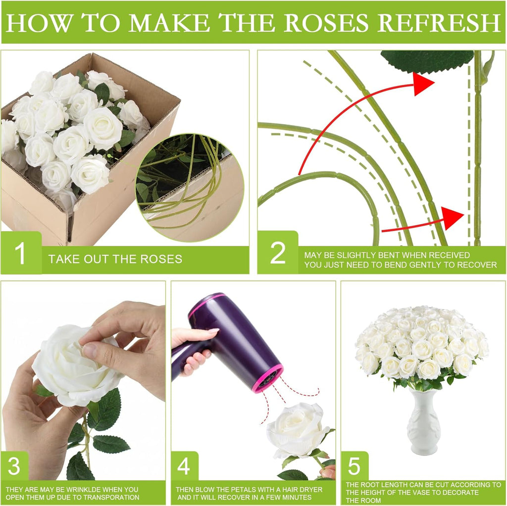 hananona 50 pcs artificial roses, realistic silk flowers, close-up detail