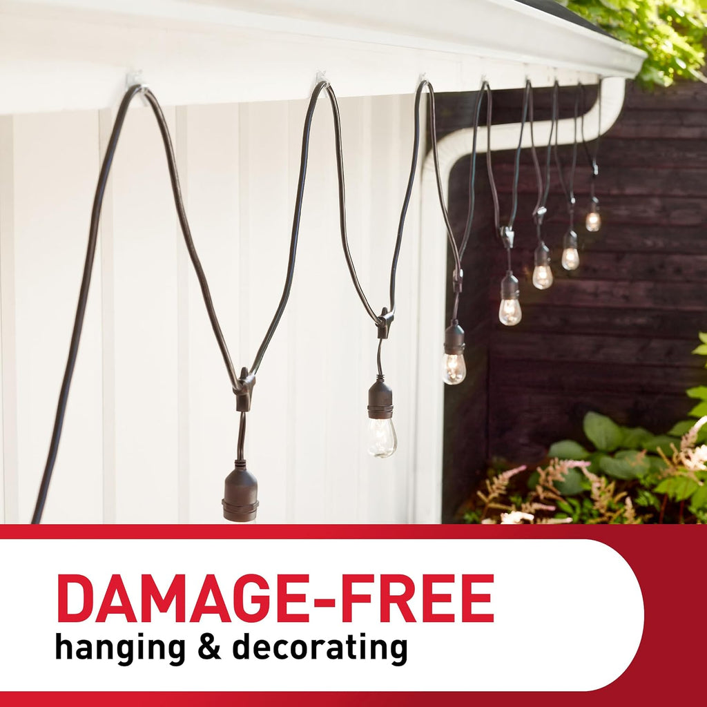 Command Damage Free Hanging Light Clips with Adhesive Strips, No Tools Mini Wall Hooks for Hanging Decorations in Living Spaces, 20 Clips, 24 Strips