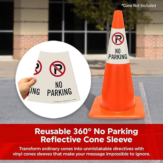 SmartSign No Parking Cone Message Sleeve, Bright Reflective [Cone Not Included]