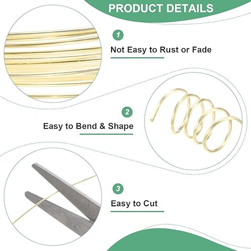 0.7 mm/21 Gauge Copper Wire for Jewelry Making, 10.2FT Copper Beading Craft Wire for Jewelry/Weaving/DIY Crafting/Planting, Color-Retaining [3.1M, Light Golden]