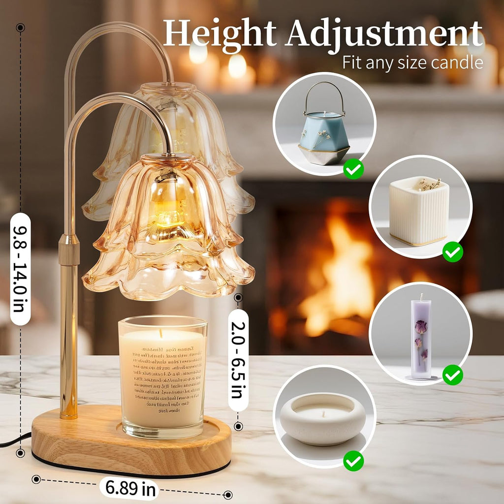 Flower Candle Warmer Lamp with Timer - Dimmable Electric Candle Lamp, Birthday Gifts for Women Mom, House Warming Gifts New Home Decor, Adjustable Wax Wamer Light for Jar Candles