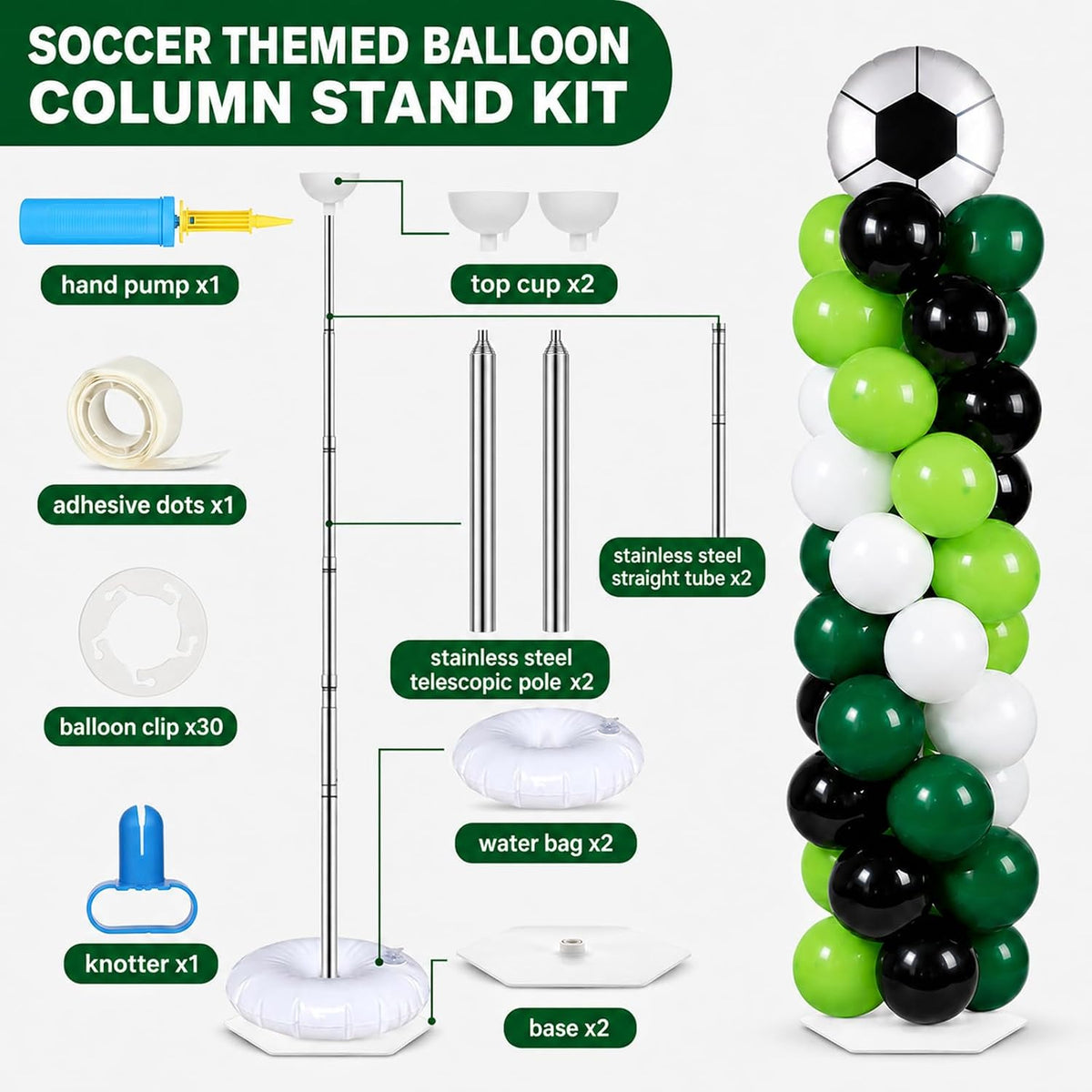2 sets soccer balloon column stand adjustable sports shown in use