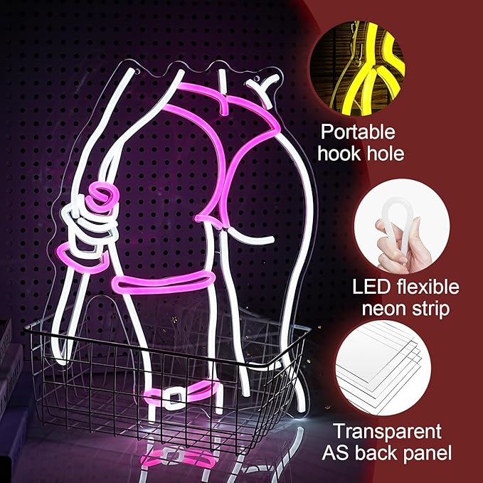 Lady Neon Sign Dimmable USB Powered Girl Back Neon Light for Wall Decor LED Woman Knife Light Up Sign for Girls Room Bedroom Party Man Cave(16.7 * 12.8 in)