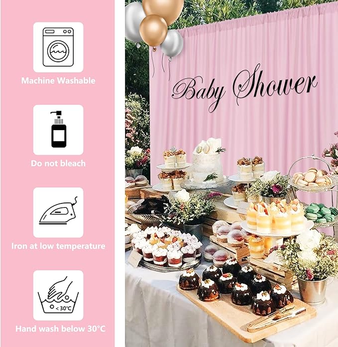 Pink Backdrop Curtain for Parties Rod Pocket Pink Curtains Photography Backdrop Drapes Privacy Fabric Decoration for Birthday Party Wedding Baby Shower Home Decor, 5ft x 7ft, 2 Panels