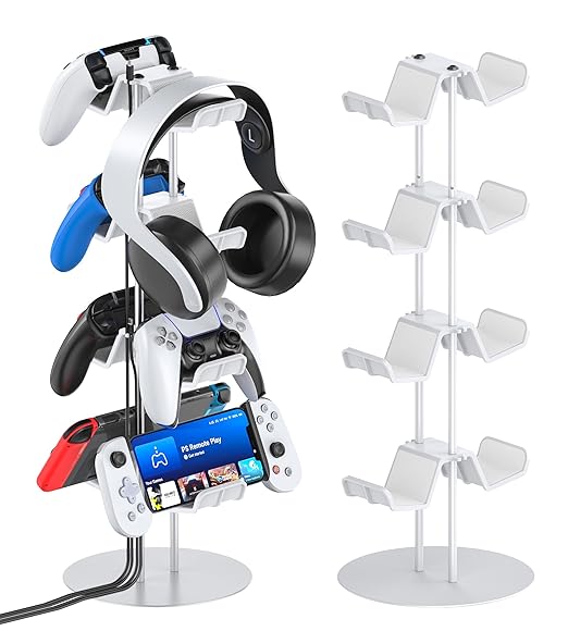 Kytok Gamer Gifts, Headset Stand 4 Tiers with Cable Organizer, Controller Stand Compatible with PS5/Xbox/Nintendo Switch/PS Portal/PS4, Headset Holder & Controller Holder
