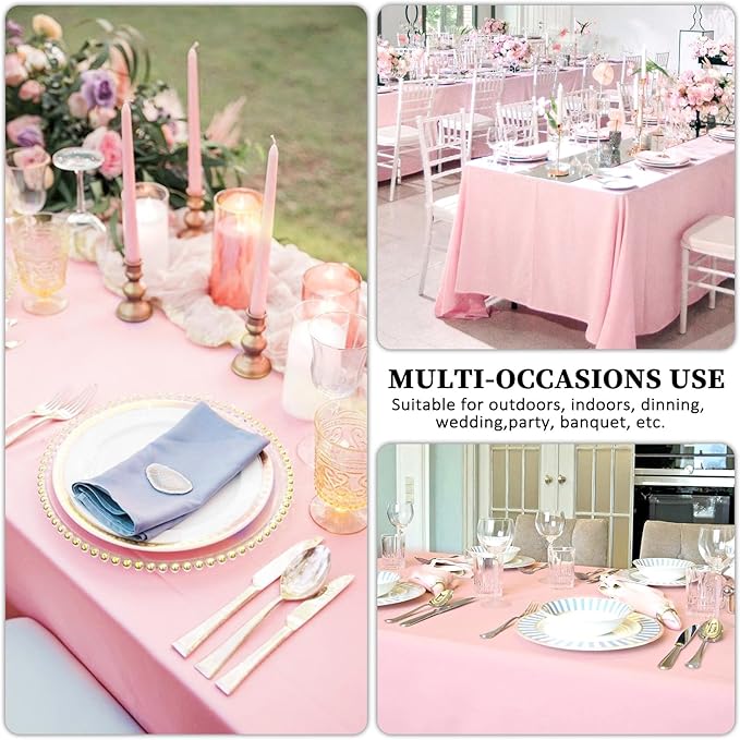 8 Pack Pink Tablecloth 60 x 102 Inch Rectangular Tablecloths for 6 Foot Rectangle Tables, Wrinkle Resistant Pink Table Cloth Washable Polyester Fabric Table Covers for Buffet Wedding Party Banquet