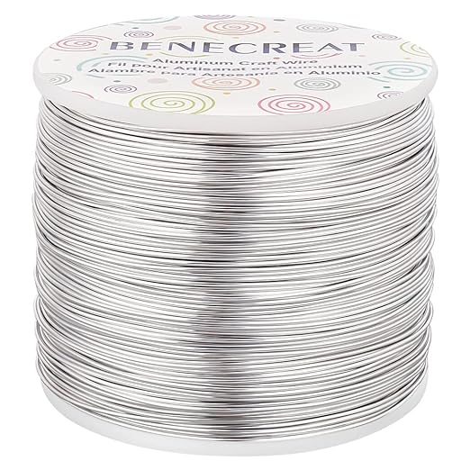 BENECREAT 20 Gauge 770FT Aluminum Wire Anodized Jewelry Craft Making Beading Floral Silver Color Aluminum Craft Wire for Flower Gardening, Gem Wrapping Jewelry Making