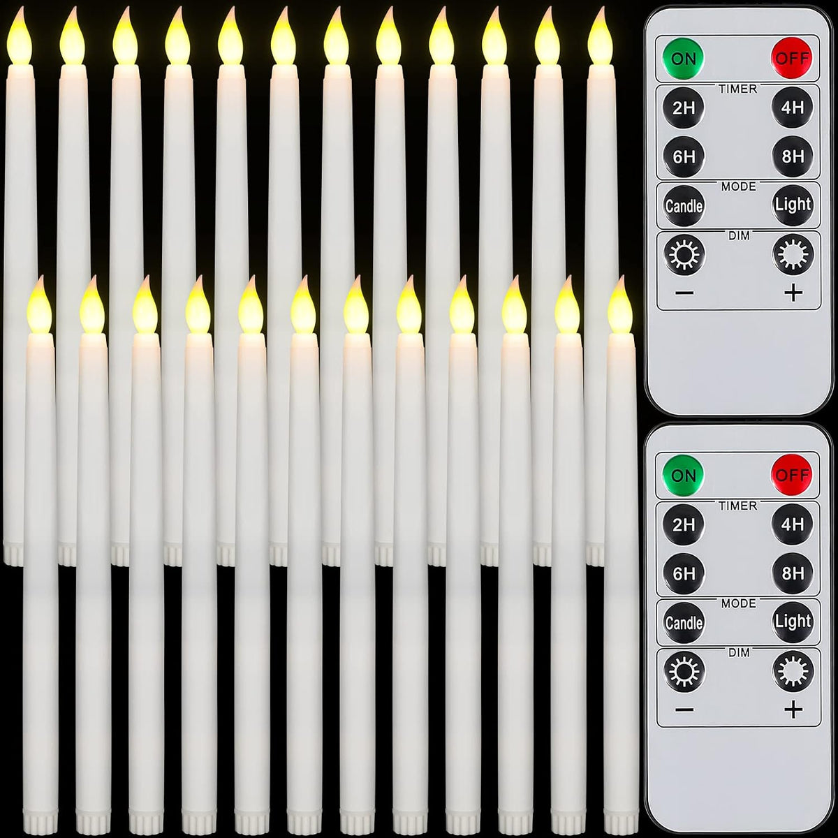 Tuanse 24pcs 11" LED Flameless Taper Battery Candles for Halloween, Ivory