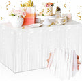 3 Pack 29 x108 Inch Macaron White Foil Fringe Table Skirts Metallic Banner for Tinsel Streamer Garland Backdrop for Parade Floats Mother's Day, Graduate, Birthday, Wedding Party Decoration