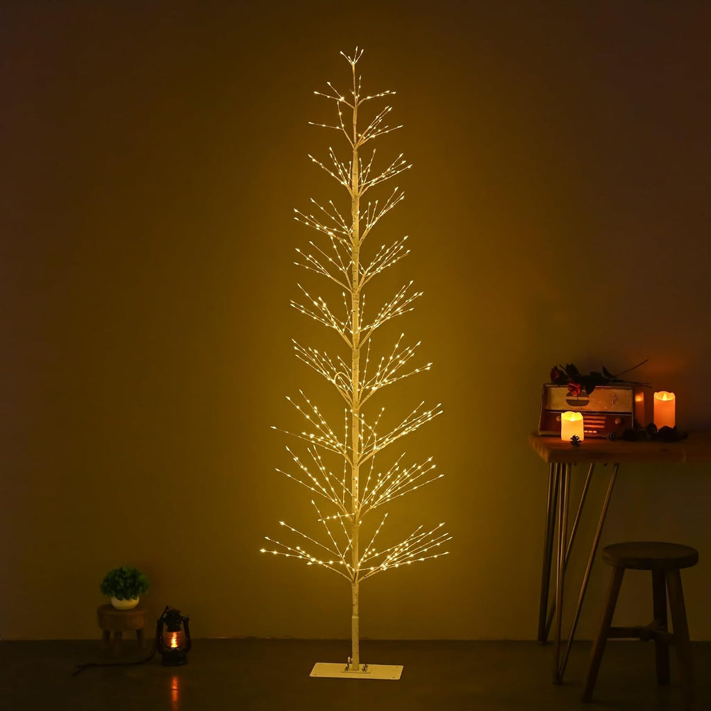 7ft birch tree with 736 led lights, artificial, main product view